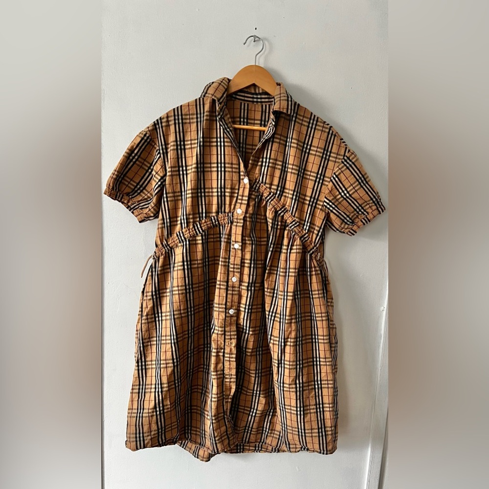 Plaid Button-Up Dress